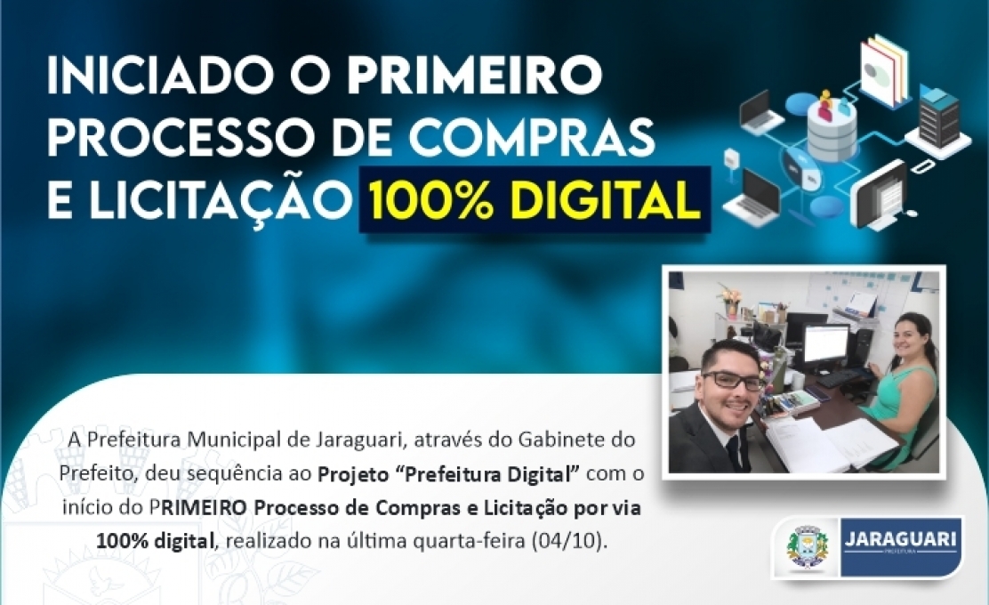 Iniciado o PRIMEIRO Processo de Compras e Licitação por via 100% digital