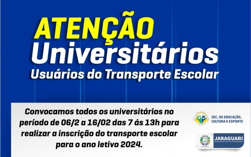Universitários usuários do Transporte Escolar - Inscrição do transporte escolar 2024