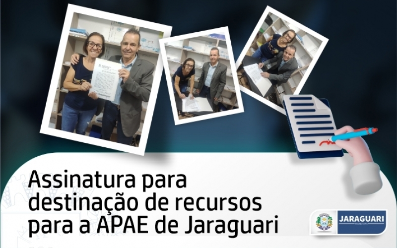 Assinatura para  destinação de recursos para a APAE de Jaraguari